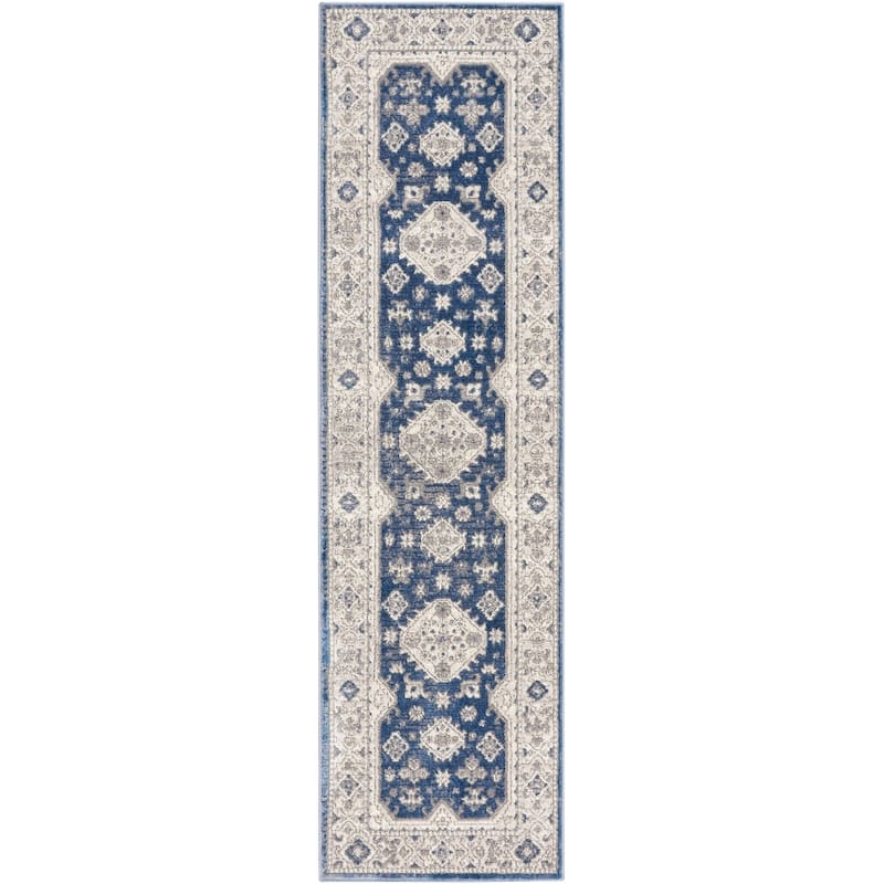 New Concept Washables Series 4 Indoor only Persian Area Rug - 2' 2" x 7' 6" - Grey/Navy - Runner