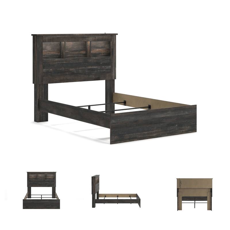 Drystan Rustic Brown Bookcase Bed