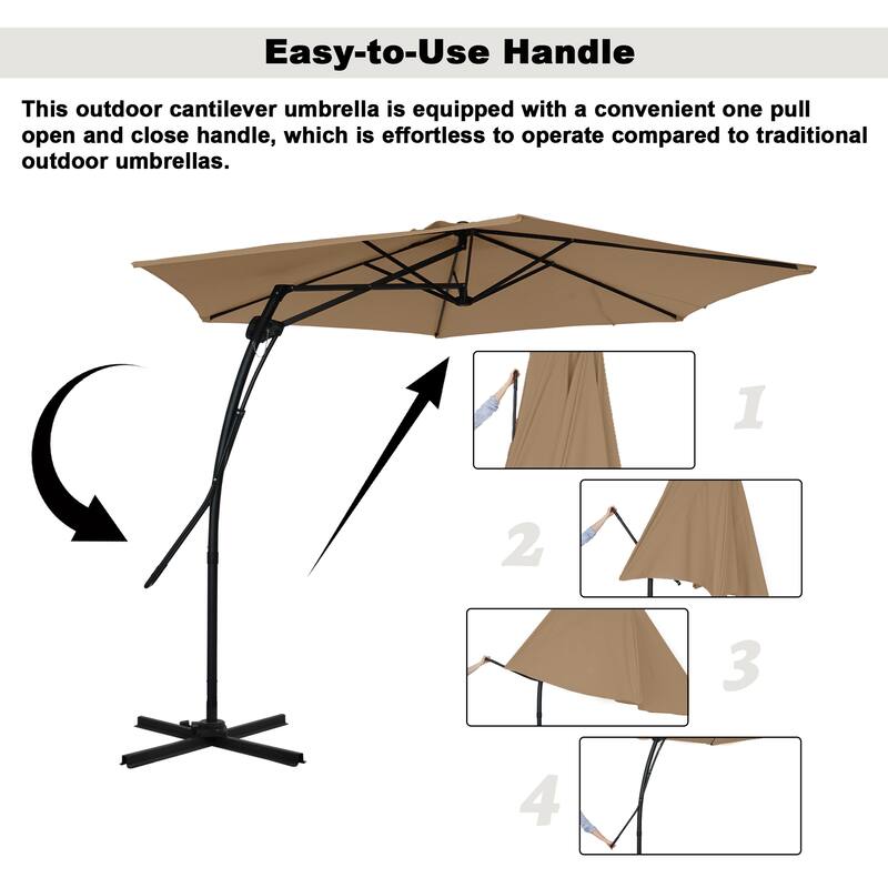 Clihome 10ft Outdoor Patio Cantilever Umbrella with Stand