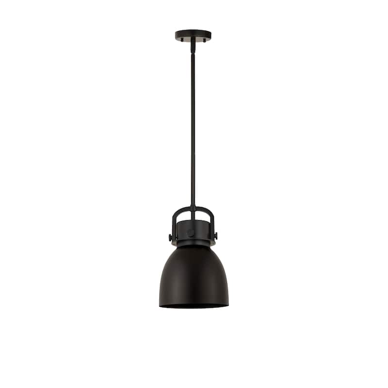 Innovations Lighting Newton Metal Bell - 1 Light 8" Stem Hung Pendant - Matte Black