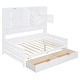 preview thumbnail 3 of 9, White Wooden Full Size Kids Bed Daybed, All-in-One Cabinet Bed with 2 Drawers