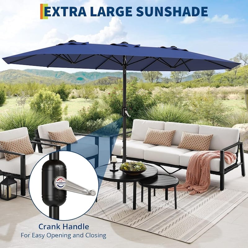 13FT Double-Sided Patio Umbrella for Deck, Pool, Garden, Backyard
