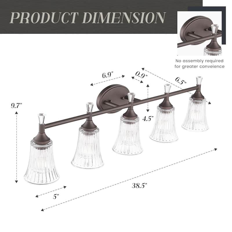 5-Light Bathroom Vanity Lights for Bathroom
