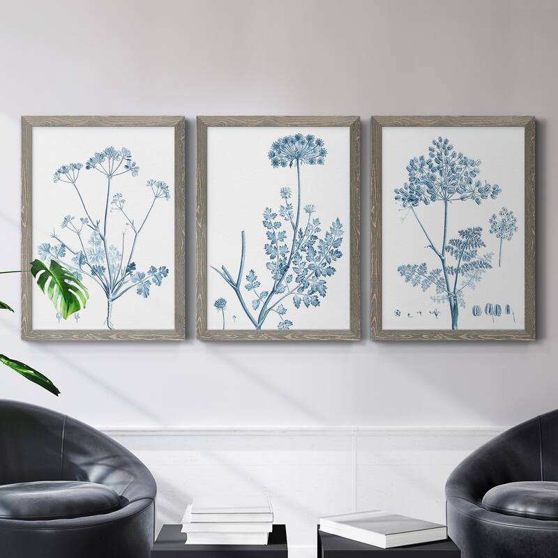 Antique Botanical in Blue IV-Premium Framed Canvas - Ready to Hang - Multi-Color