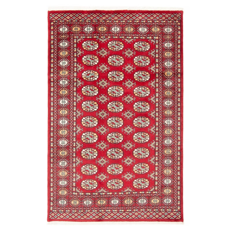 ECARPETGALLERY Hand-knotted Peshawar Bokhara Red Wool Rug - 4'0 x 6'3 - 4'0 x 6'3 - Red