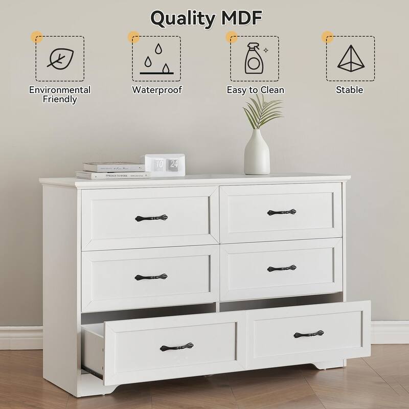 5/6 Drawer Dresser, Modern Wood Storage Chest Organizer for Clothes, Bedroom