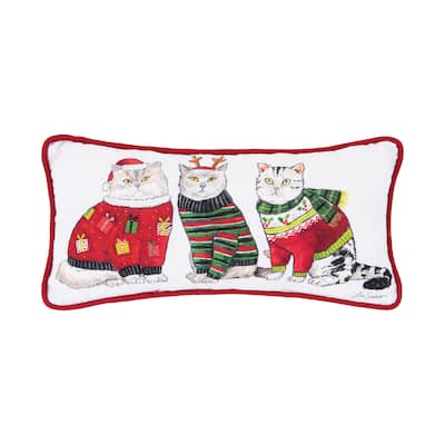 Cat Trio Embroidered Throw Pillow