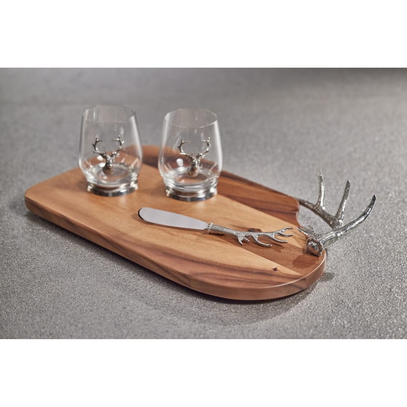 Malachi Cheese & Charcuterie Board with Pewter Antler Handle