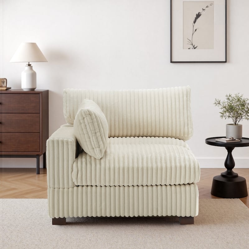 Cotton Flannel corner Sofa Armless Modular Sectional Sofa Seamless Combination - White-RightCorner - Left Facing