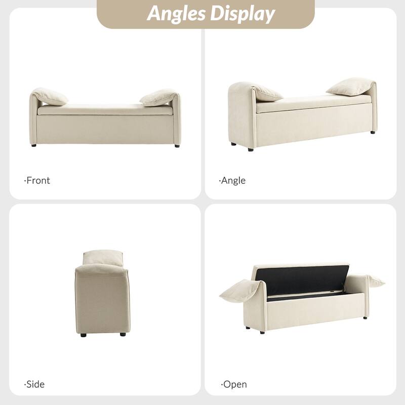 Aurelia Modern 61" Wide Storage Bench with Pillows by HULALA HOME