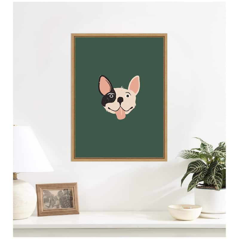 Kate and Laurel French Bulldog Whimsical Dog Lover by Laura Moss Framed Canvas Wall Art Print