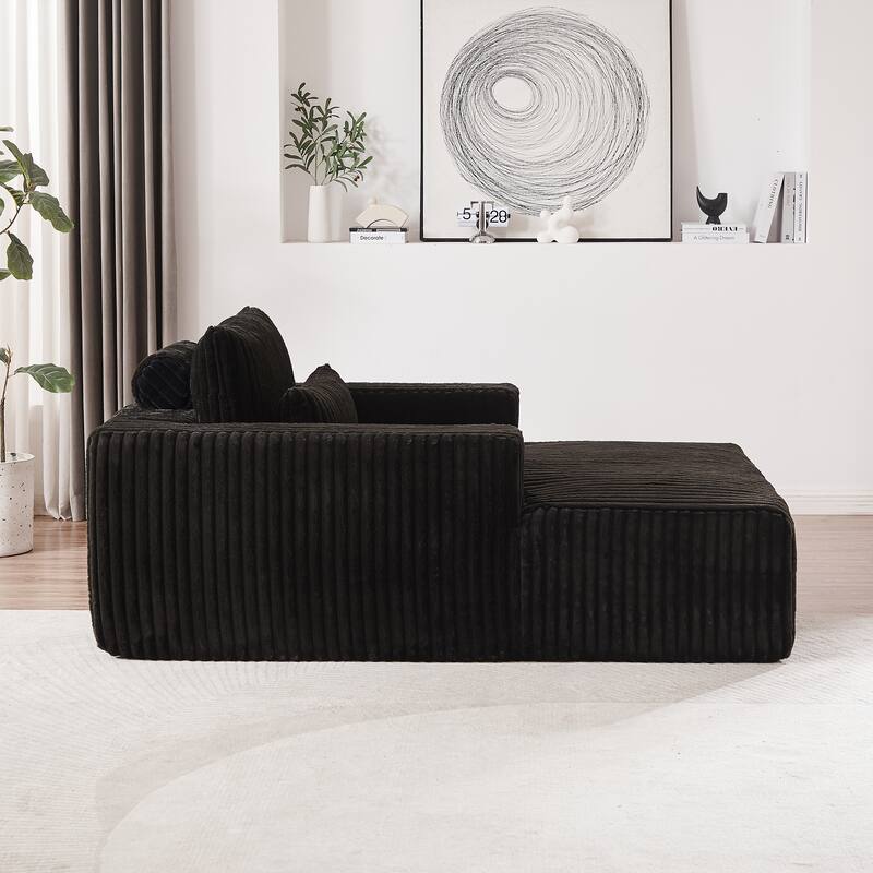 Plush Corduroy Fabric Modular Cloud Sofa with Backrest Pillow for Livingroom 75-Inch Fluffy Sleeper Sofa Bed