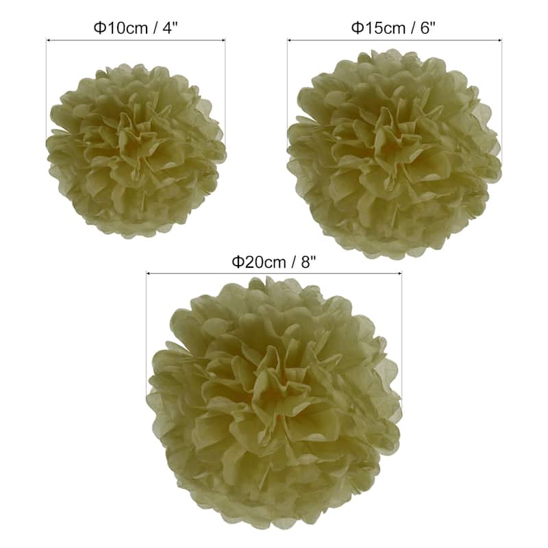 12Pcs 4"/6"/8" Tissue Pom Poms Paper Flowers Ball Party Wedding Decor - Gold