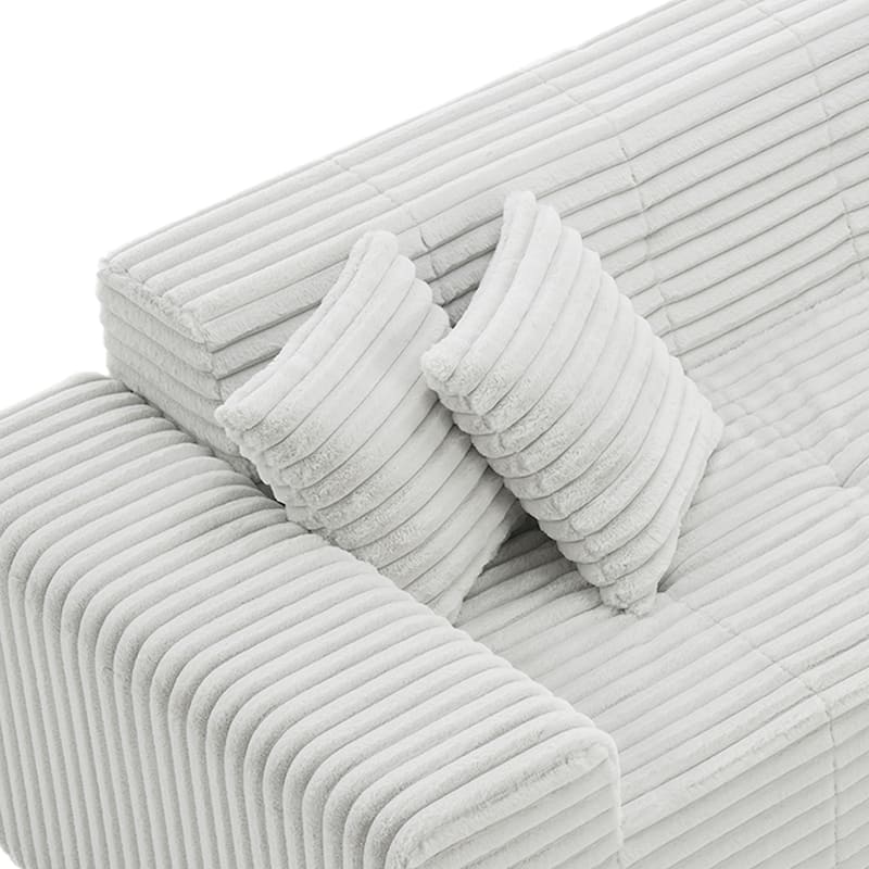 Corduroy Oversized Low-back Modular Loveseat Chaise with Pillow