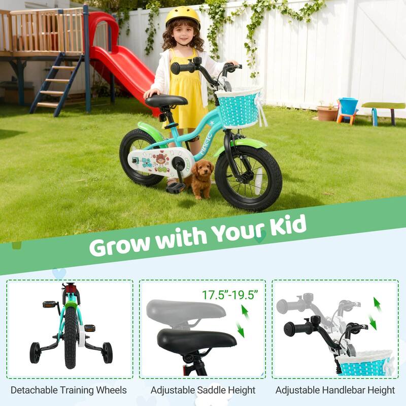 Costway 12”/14”/16”/18” Kids Bike with Training Wheels, Basket, Hand & - See Details