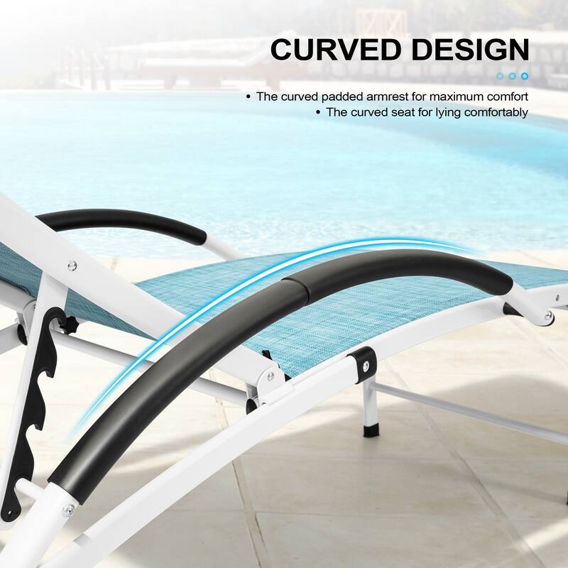 Crestlive Products Outdoor Adjustable Reclining Chaise Lounge Chair with Armrest