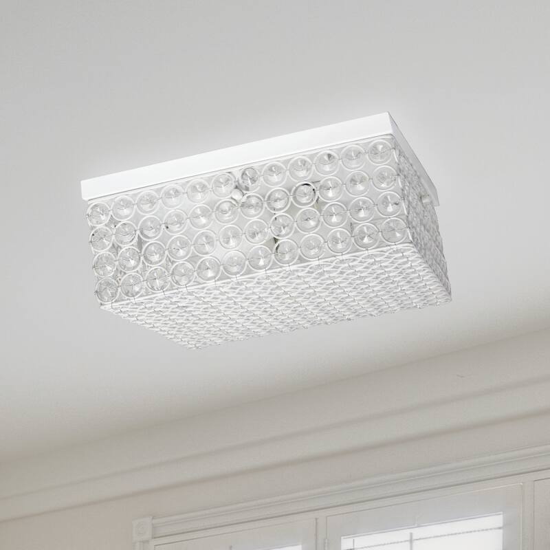 Elegant Designs 12 Inch Elipse Crystal 2 Light Square Ceiling Flush Mount - 12 x 12 x 5 in
