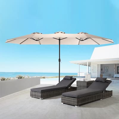Topcraft 14.8ft Metal Rectangular Double Sided Outdoor Market Umbrella