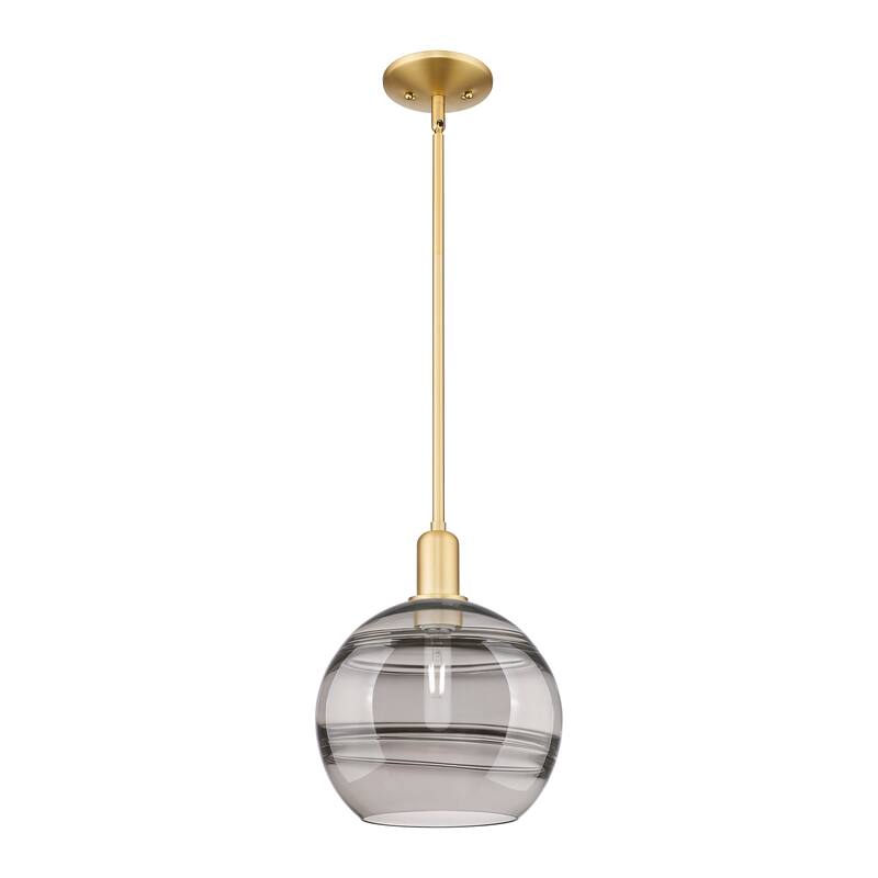 Innovations Lighting Endless Possibilities Arcadia - Rochester - 1 Light 10" Stem Hung Mini Pendant - Satin Gold/Light Smoke