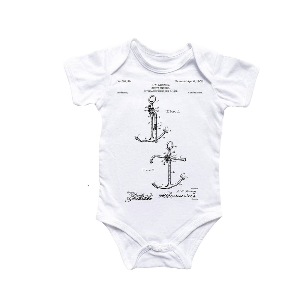 Boat Anchor Patent - Baby Boy Girl Clothes Infant Bodysuit Funny Cute Newborn