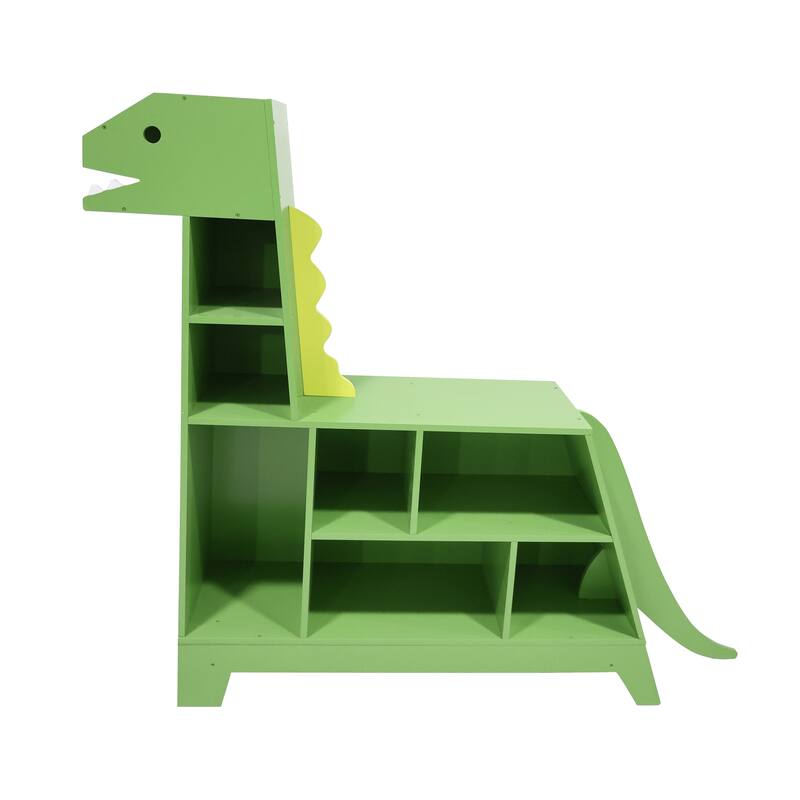 Teamson Kids Dinosaur Shaped Bookcase / Toy Organizer with Assorted Cubbies