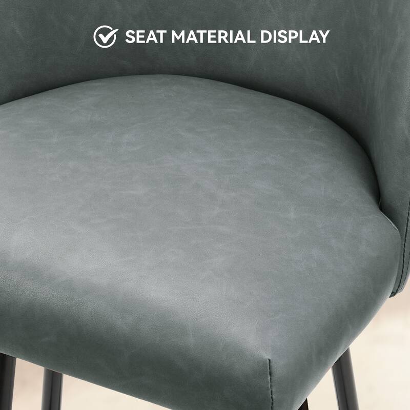 Counter Height Bar Stools Set of 2,360° Swivel Barstools with High Back and Metal Legs,26" Seat Height