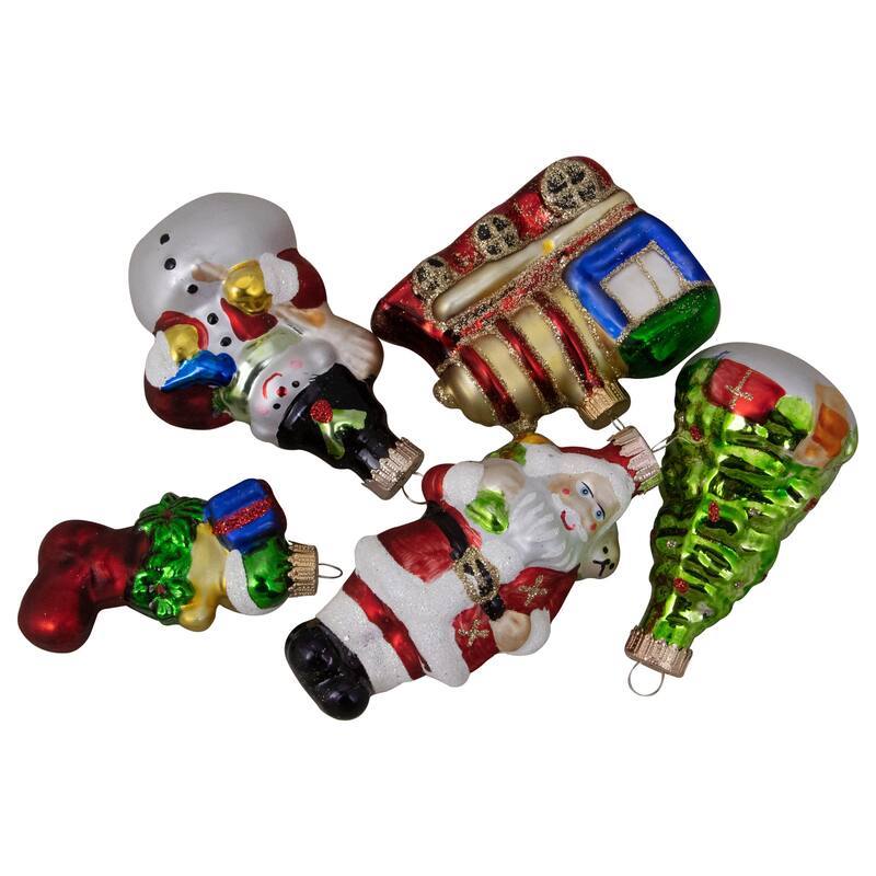 5ct Colored Festive Holiday Christmas Figurine Ornaments 3.5"