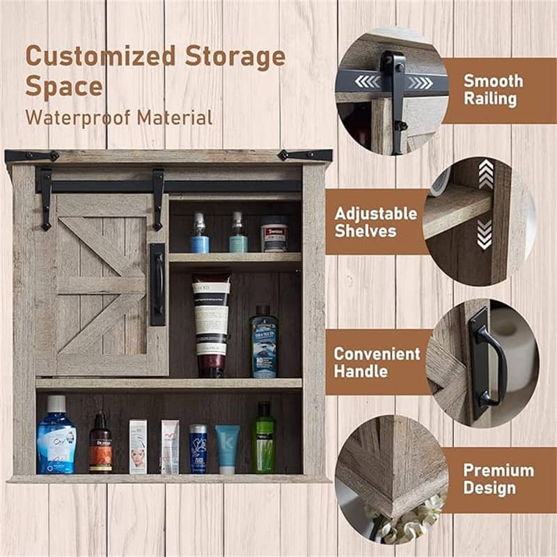 Bathroom Wall Cabinet - 7.8"D x 23.5"W x 24"H