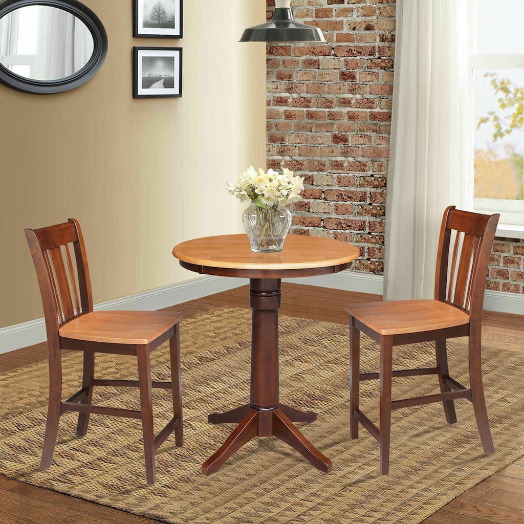 30" Round Counter Height Table with 2 San Remo Stools - 3 Piece Set