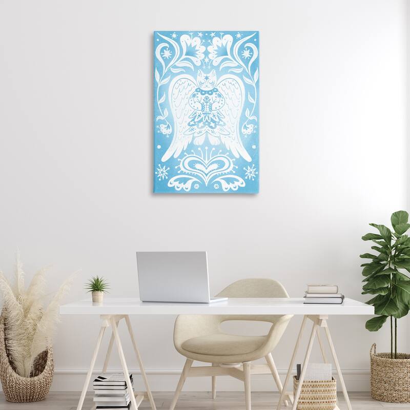 Stupell Symmetrical Patterned Angel Cat Canvas Wall Art Design By Hannah Moren