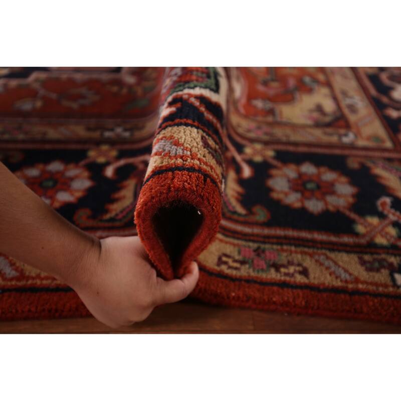 Geometric Heriz Serapi Indian Area Rug Hand-Knotted Wool Carpet - 8'0" X 10'4"