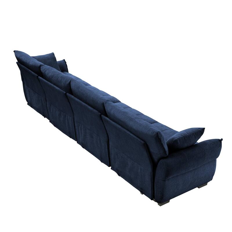 141.7" Chenille 5-Seat Sofa with Tufted Design & Sponge Cushions