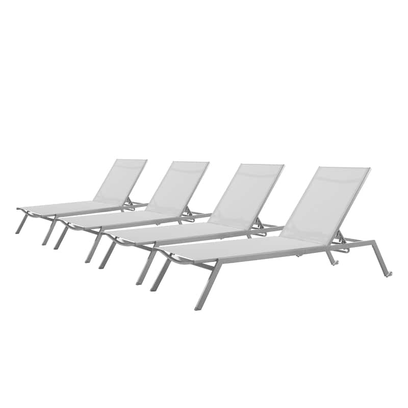 Corvus Torino Sling Fabric Reclining Outdoor Chaise Lounges (Set of 4)