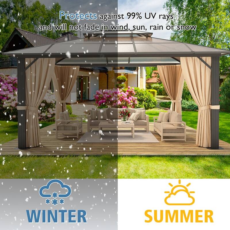10×12FT Double layer Gazebo Outdoor Double Roof