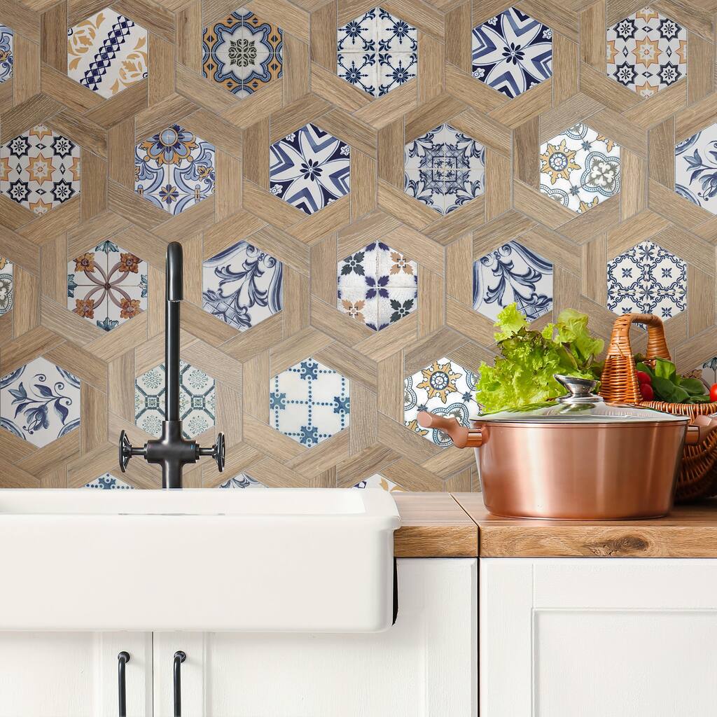 Merola Tile Gador Hex 9-1/8" x 10-1/2" Porcelain Floor and Wall Tile