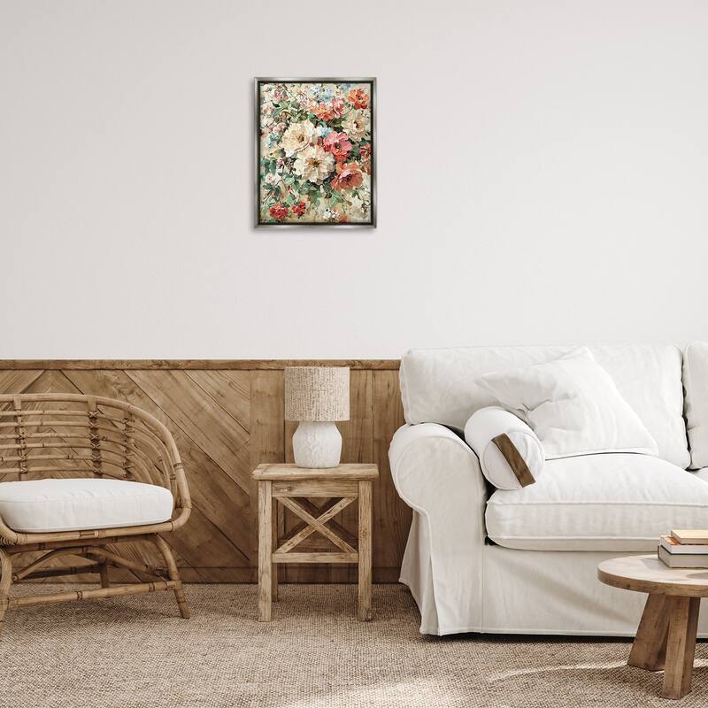 Stupell Aged Abstract Flowers Framed Floater Canvas Wall Art Design By Franklyn Gregory