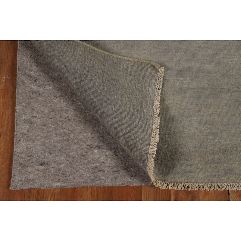 Gray Modern Gabbeh Runner Rug Hand-Knotted Wool Carpet - 3'0" x 9'8"