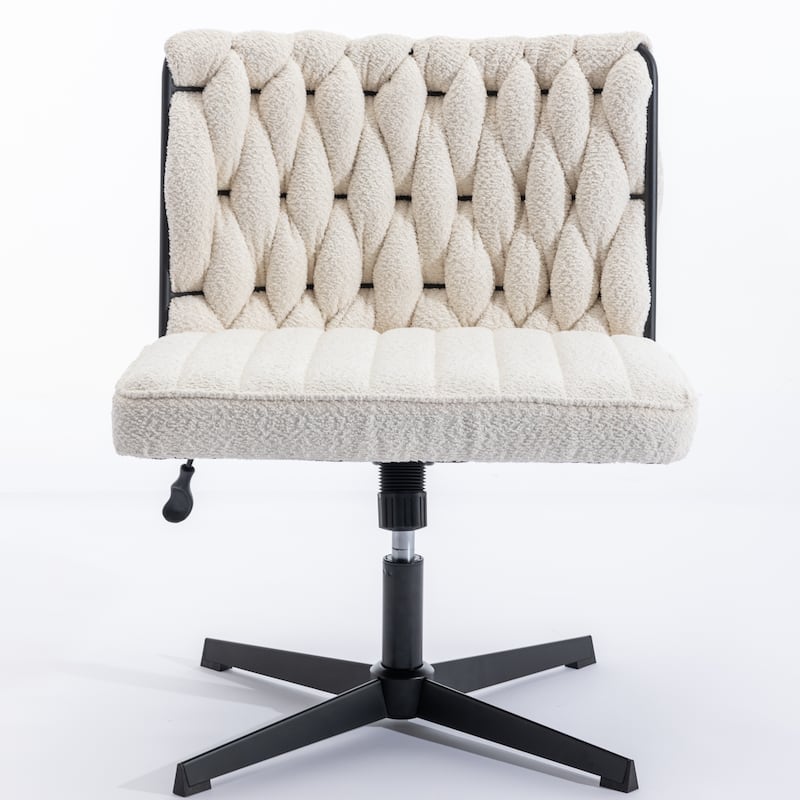 Upholstered No Wheels Armless Office Desk Chair