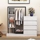preview thumbnail 15 of 33, Modern Wardrobe Closet with Drawers Shelves and Cabinets Storage Organizer - 55.30"L Antique White