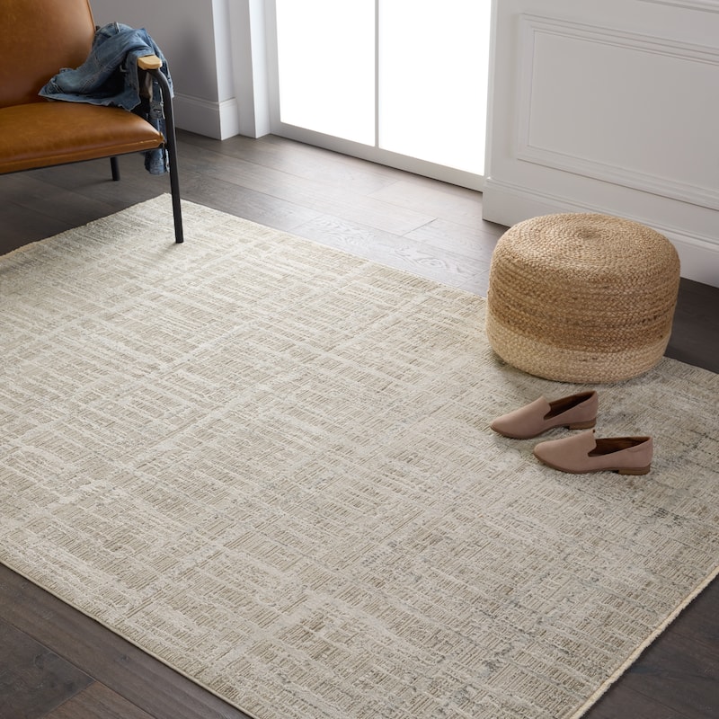 Sovis Abstract Light Gray/ Ivory Area Rug
