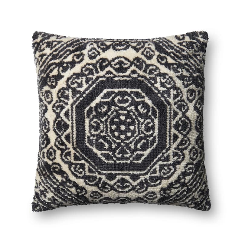 Alexander Home Moroccan Geometric Medallion Throw Pillow - 22" x 22" Cover Only - Cover Only - Black / White