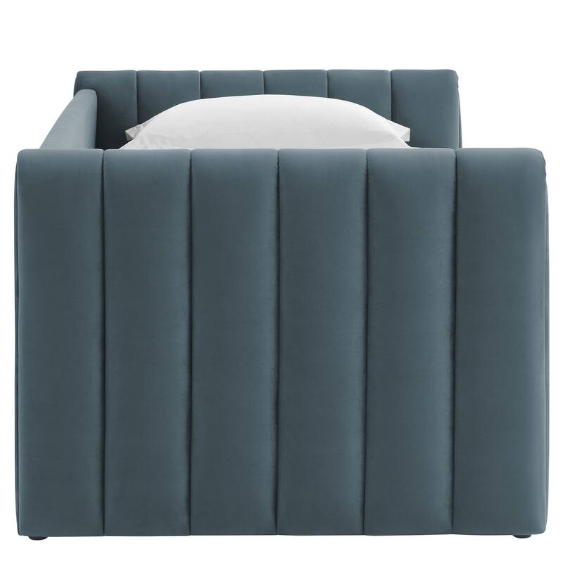 Veyla Channel Tufted Performance Velvet Twin Daybed With Trundle