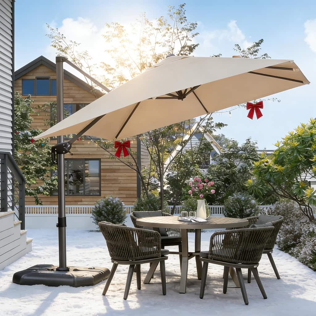 PURPLE LEAF 9 ft Square 360 Degree Rotation Patio Cantilever Umbrella