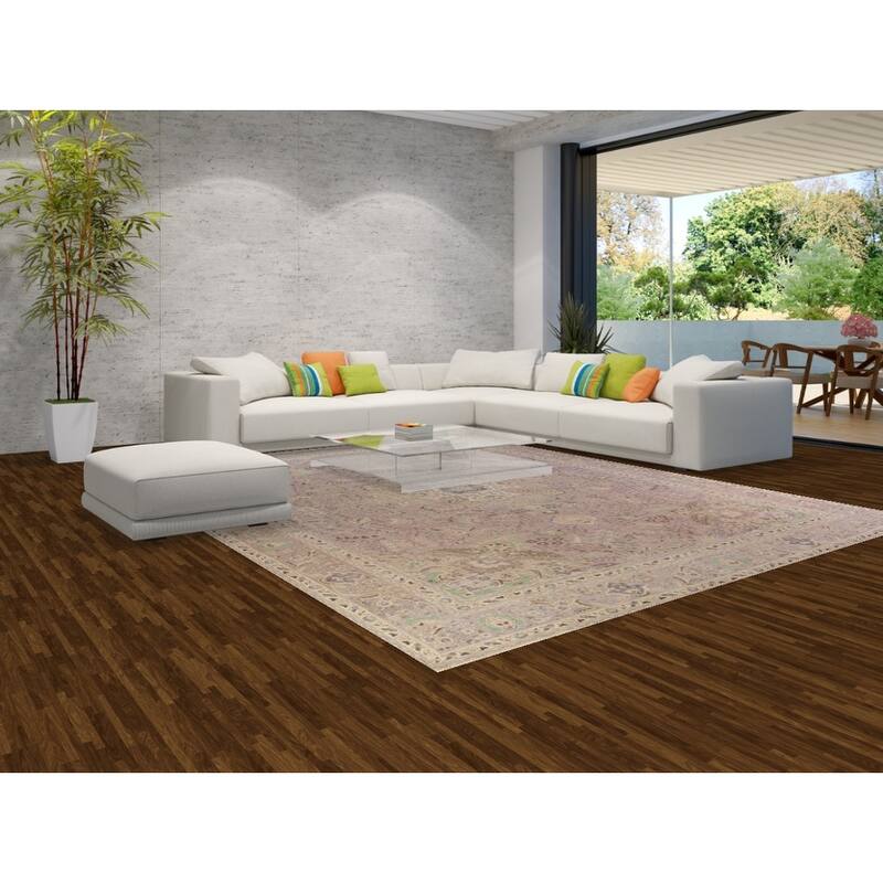 Tabriz Persian Vintage Area Rug Handmade Purple Wool Carpet - 10'0" x 12'11"