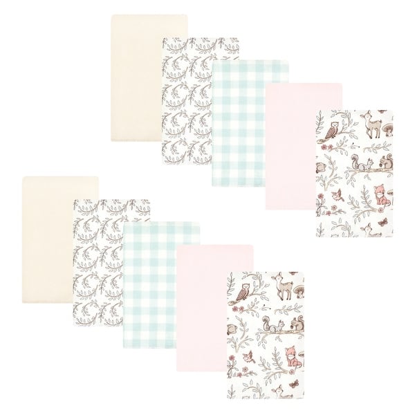 slide 1 of 1, Hudson Baby Infant Girl Cotton Flannel Burp Cloths, Girl Woodland Pals 10-Pack, One Size - Girl Woodland Pals 10-Pack - One Size One Size - Girl Woodland Pals 10-Pack