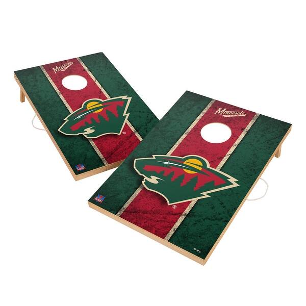 slide 2 of 5, Vintage Minnesota Wild NHL Regulation 2x4 Cornhole Set Include Carry Case