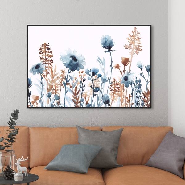 Oliver Gal undefinedBlue Flower Fieldundefined Floral and Botanical Wall  Art Framed Canvas Print Gardens Blue, White On Sale 31793698
