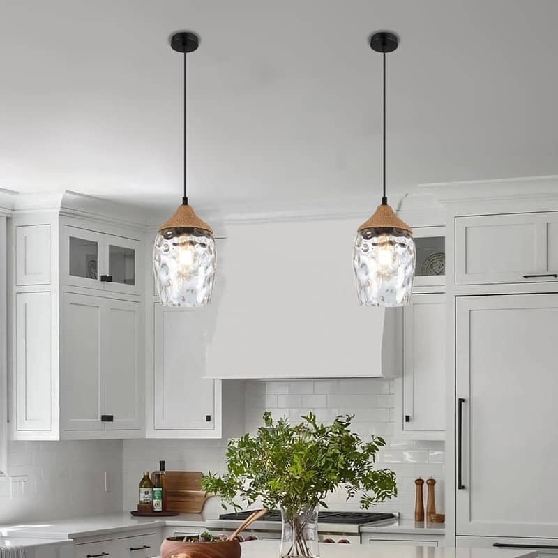 5.9” Pendant chandelier clear hanging lamp glass light fixtures - N/A