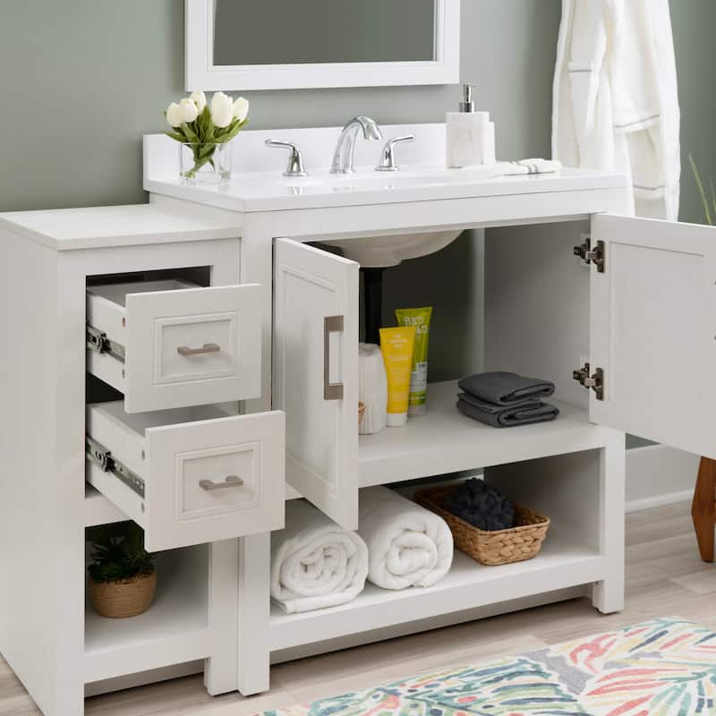 Linon Blakely Vanity with Mirror and 12-inch Side Cabinet