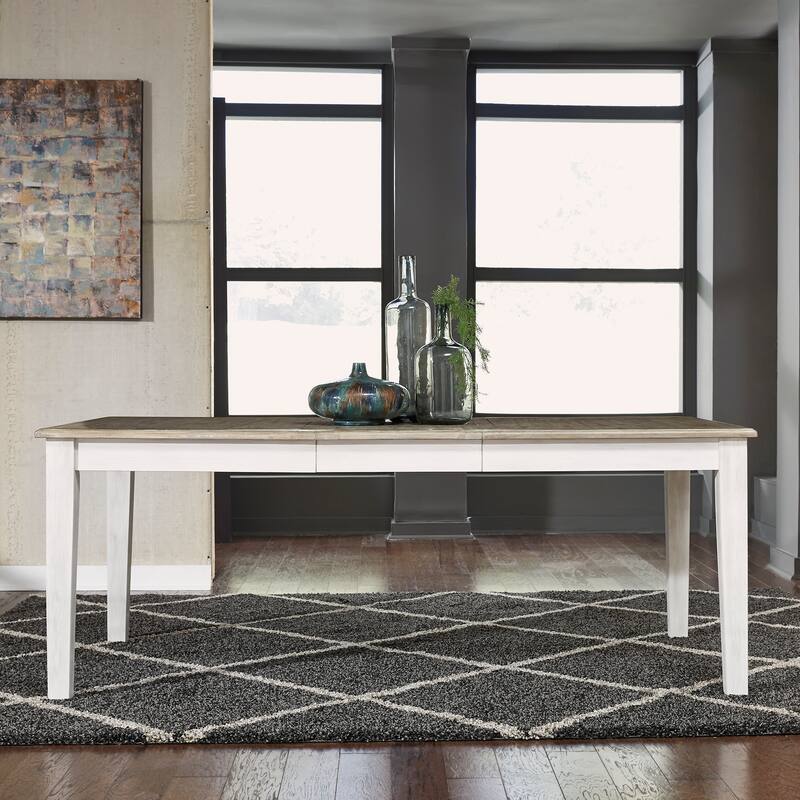 Summerville Soft White Wash Wire Brushed Gray 7 Piece Rectangular Table Set